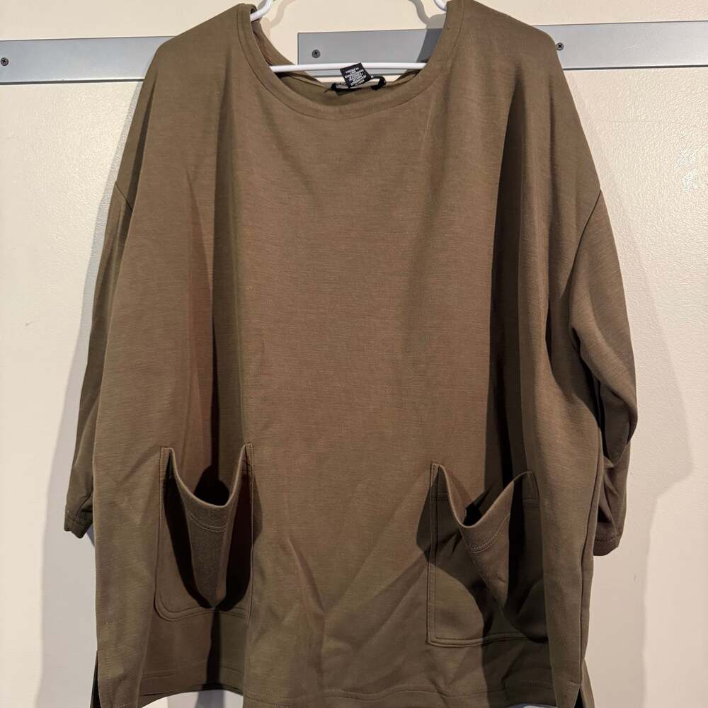 Jones New York Serenity Knit Seam Detail Dolman Sleeve Tunic Top